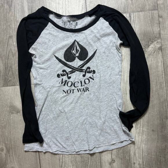 Vintage Volcom Women’s Moclov Not War three quarter sleeve tshirt size xs - Picture 1 of 3
